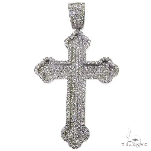 JALGAS - AMERICAS DIAMONDS 14K White Gold Pave Diamond Roman Cross 68132 in White – Pendant