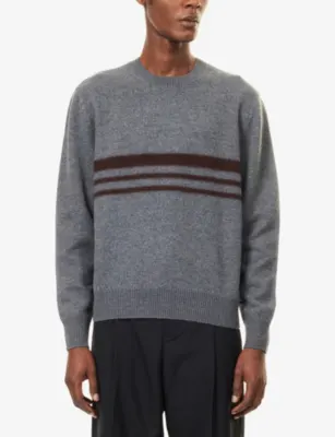 CRAIG GREEN Felt Stripe Merino-Wool Jumper in GREY, additional product view 3