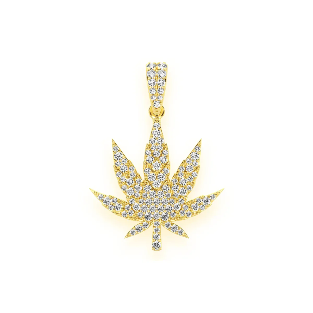For Him Cannabis Leaf Diamond Pendant in 0.85ctw / Yellow Gold – Pendant