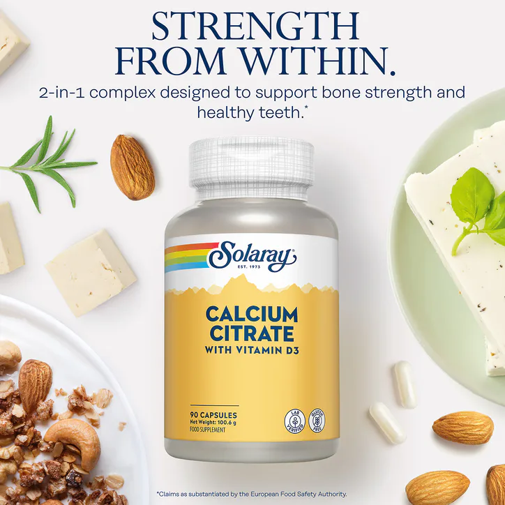 Solaray Calcium Citrate with Vitamin D3, Bone & Muscle Support - 90 Capsules detail 3