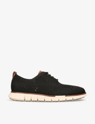 COLE HAAN ZERØGRAND Wingtip Stitchlite knitted Oxford shoes - EUR 41 / 7 UK MEN in BLK/WHITE – Mens | Trainers | Lace up trainers