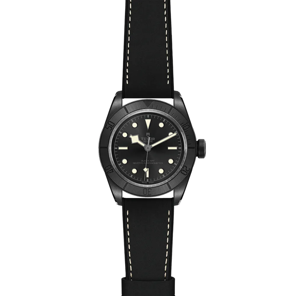 Tudor Black Bay Ceramic 41mm Ceramic Case Hybrid Leather And Rubber Strap detail 3