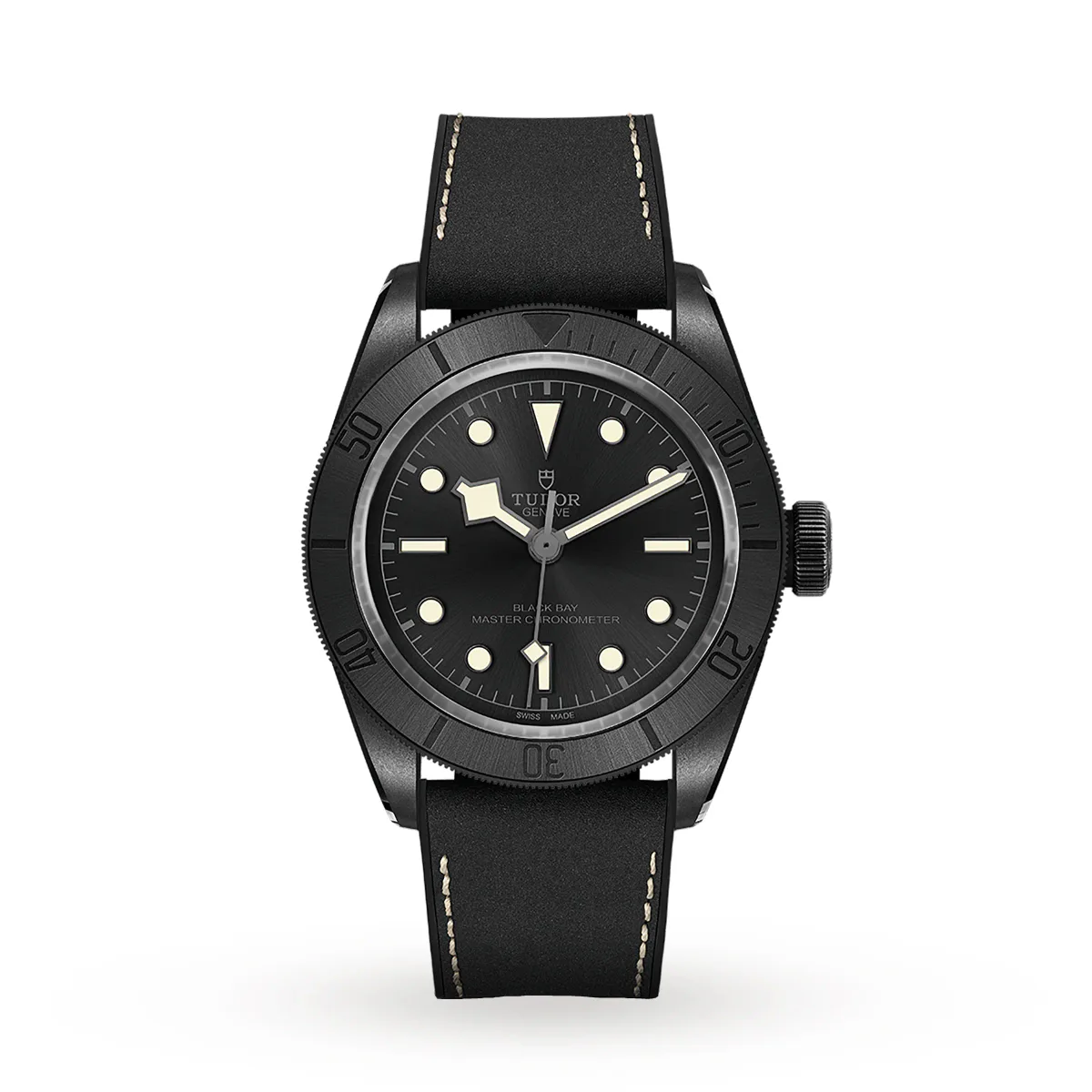 Tudor Black Bay Ceramic 41mm Ceramic Case Hybrid Leather And Rubber Strap