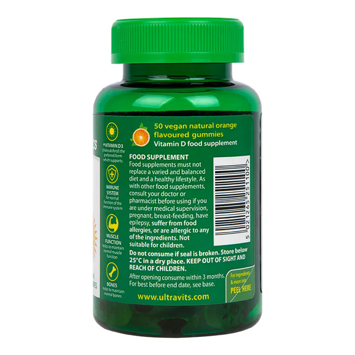Vitabiotics Ultra Vitamin D3 1000iu Vegan 50 Gummies, additional product view 2