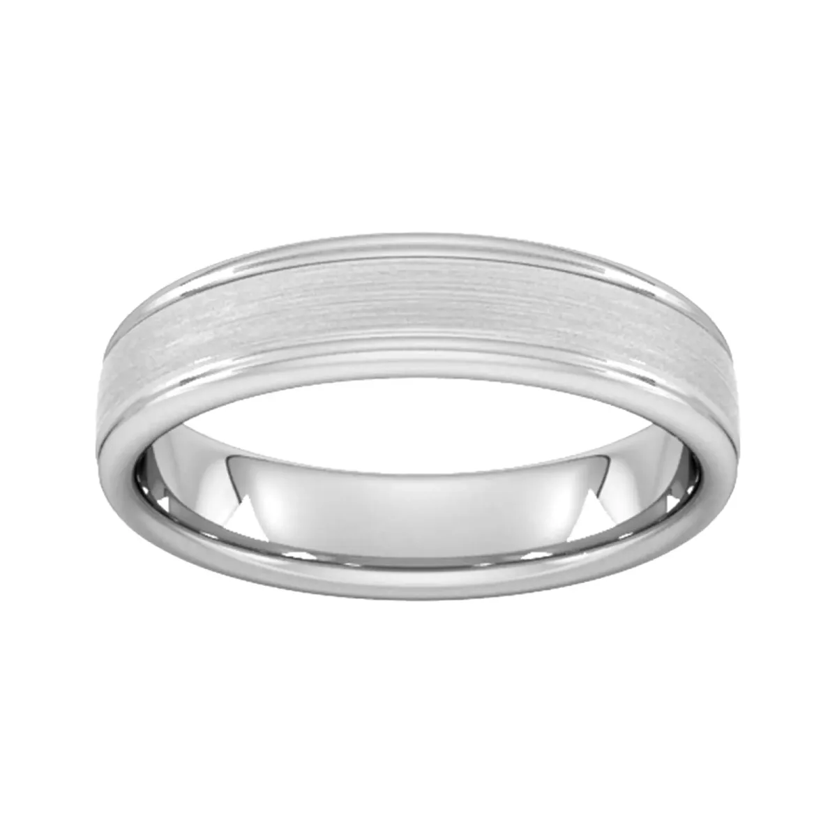 For Him 5mm Slight Court Heavy Matt Centre With Grooves Wedding Ring In 18 Carat Yellow Gold