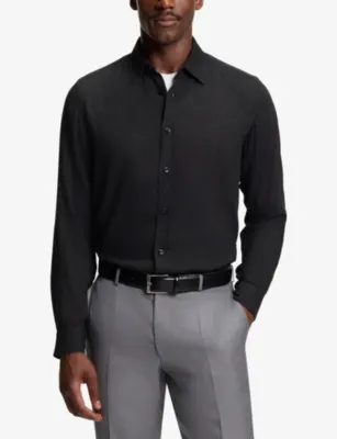 BOSS Kent-Collar Slim-Fit Cotton-Blend Shirt detail 3