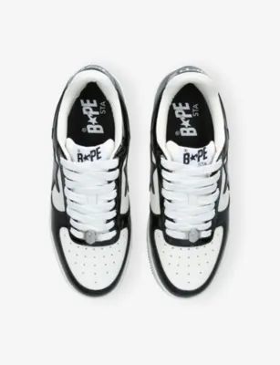 A BATHING APE BAPE STA Icon #1 M2 Leather Trainers - EUR 42.5 / 8.5 UK MEN in BLK/WHITE, additional product view 2