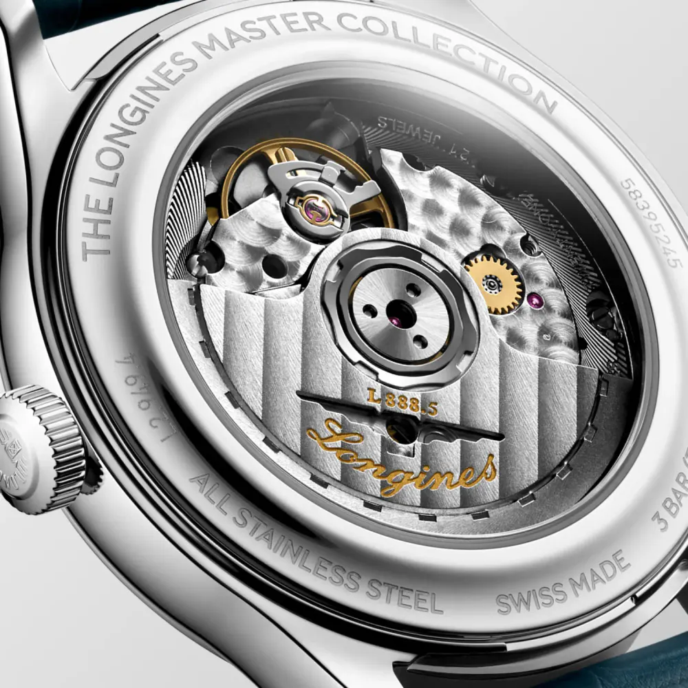 Longines Master Collection Automatic 39mm Mens Watch Alligator detail 3