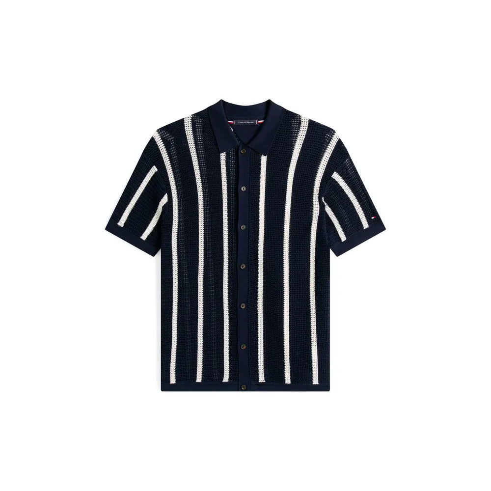 Tommy Hilfiger Men's Vertical Stripe Short Sleeve Shirt