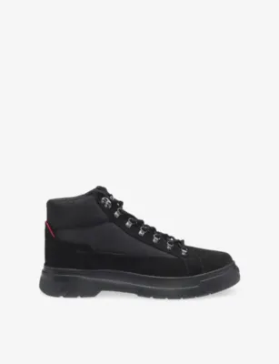 HUGO Lace-Up Suede and Canvas Boots - EUR 40 / 6 UK MEN in BLACK – Mens | Boots | Lace up | Casual