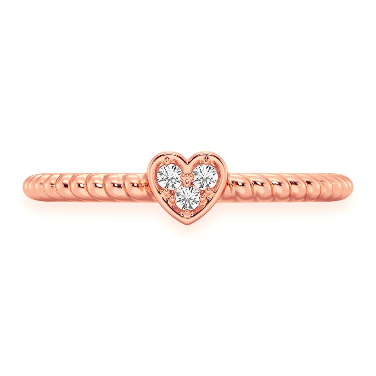 For Him Heart Rope Diamond Ring in Rose Gold / Natural Diamond – Ring