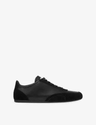 JIMMY CHOO Sunny M Suede and Leather Trainers - EUR 43 / 9 UK MEN in V BLACK/BLACK – Mens | Trainers | Lace up trainers