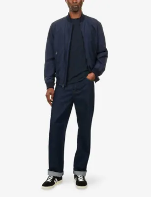 GIORGIO ARMANI Logo-Embellished Stretch-Woven T-Shirt in BLU NAVY, additional product view 2