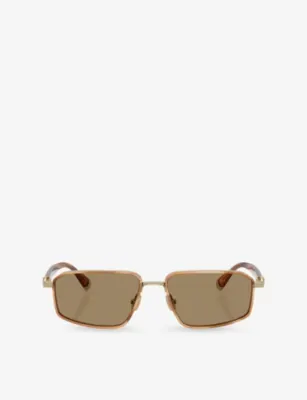 BRUNELLO CUCINELLI BC2009ST Jarama Rectangular-Frame Metal Sunglasses