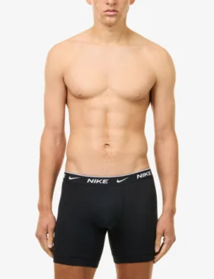 For Him Branded-Waistband Set of Three Stretch-Cotton Boxers in Adobe Brown, additional product view 2