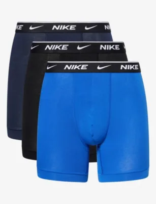 For Him Branded-Waistband Set of Three Stretch-Cotton Boxers in ROYAL – Mens | Underwear & socks | Underwear | Multi Packs
