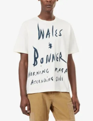 WALES BONNER Raga Text-Print Cotton T-Shirt detail 3