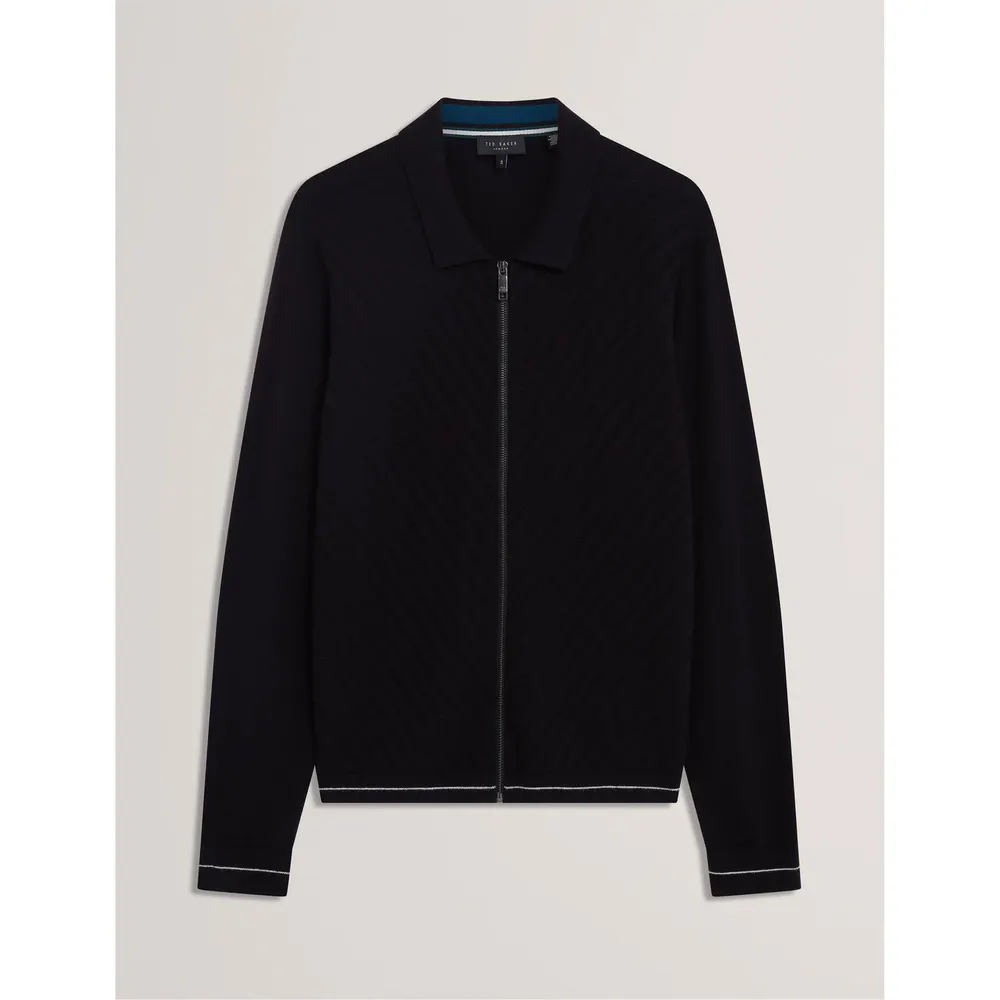 Ted Baker Men's Long Sleeve Stitch Zip Through Knitted Top