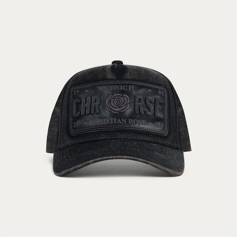 Christian Rose Men's Iconic II Leather Baseball Cap detail 2
