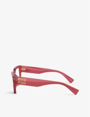 MIU MIU MU 02XV rectangle-frame acetate eyeglasses in RED, additional product view 3