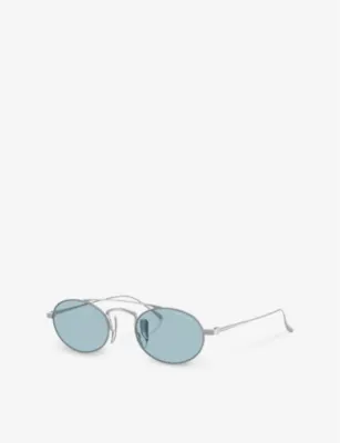 GIORGIO ARMANI AR6161T Oval-Shape Titanium Sunglasses in SILVER, additional product view 2