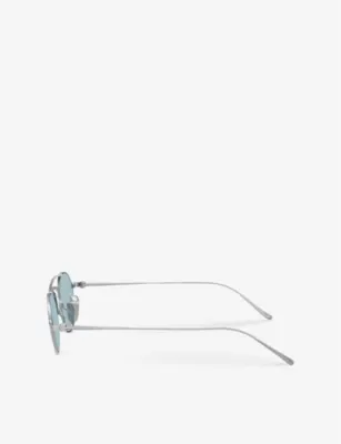 GIORGIO ARMANI AR6161T Oval-Shape Titanium Sunglasses in SILVER, additional product view 3