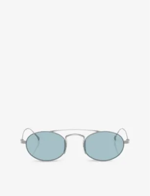 GIORGIO ARMANI AR6161T Oval-Shape Titanium Sunglasses in SILVER – Mens | Sunglasses | Oval