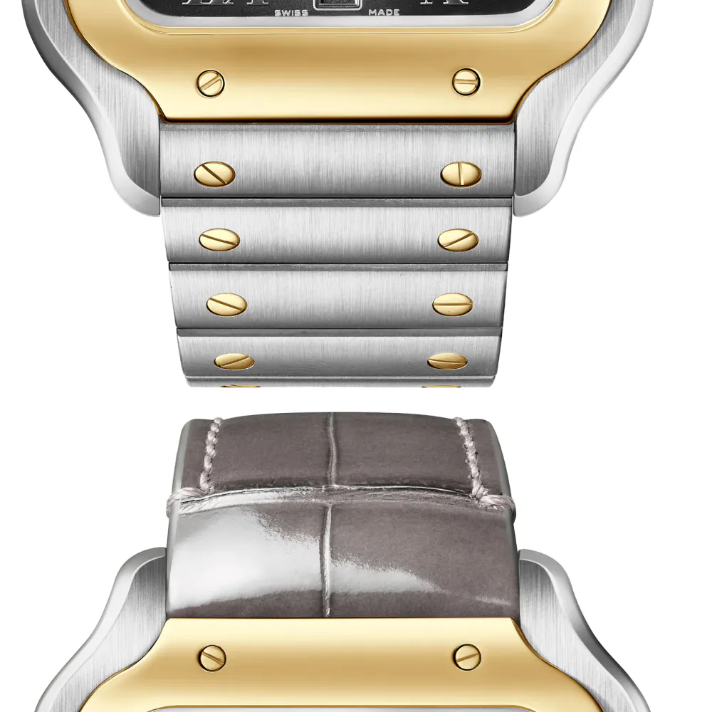 Cartier Santos De Cartier Watch, Large Model, Automatic Winding, Steel Case, Yellow Gold, Interchangeable Leather Strap detail 2