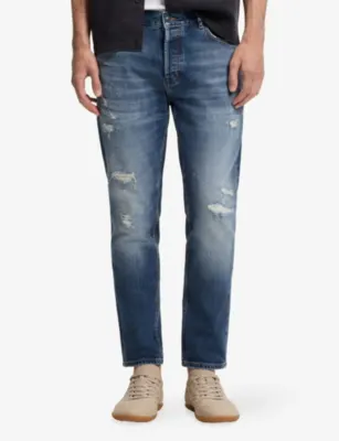 HUGO Distressed Tapered-Leg Stretch-Denim Jeans - 29/32 detail 3