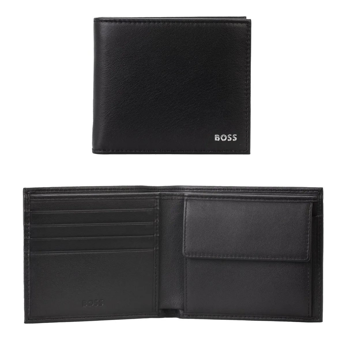 Boss Mens BOSS Leather Coin Wallet with Silver Logo Detail (Randy)