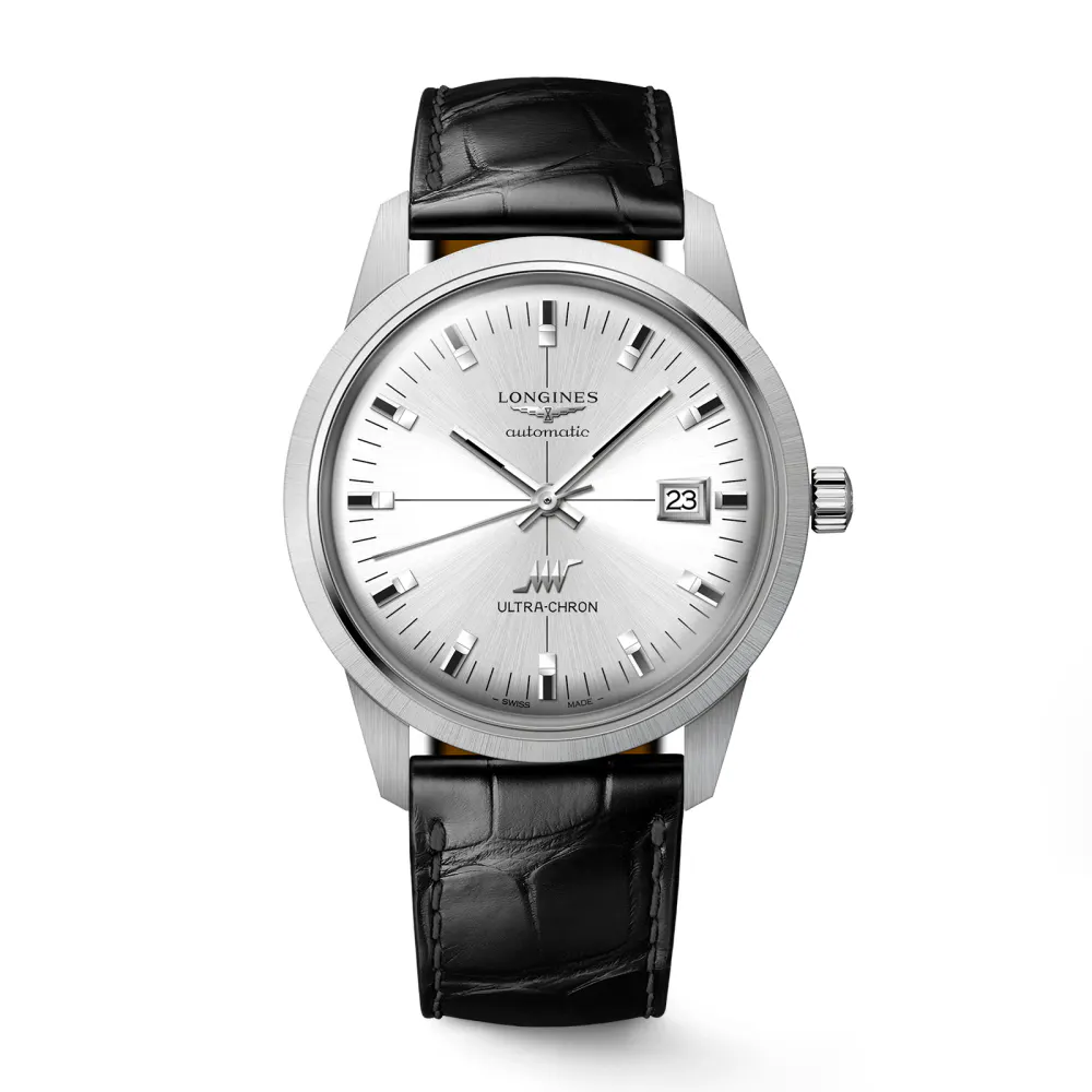 Longines Ultra-Chron Classic 40mm Mens Watch Silver Alligator in Silver, additional product view 2