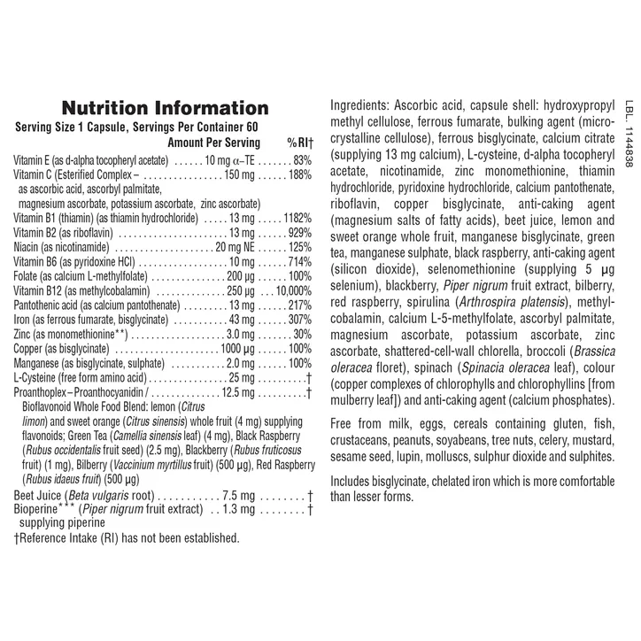 NaturesPlus HEMA-PLEX Iron with Vitamins B, C & Zinc 60 Capsules detail 3
