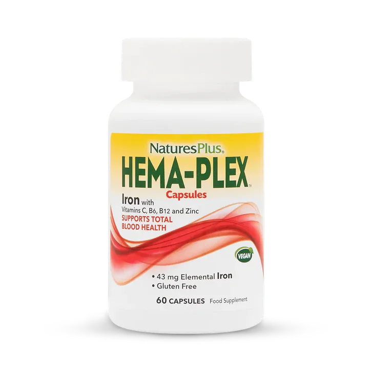 NaturesPlus HEMA-PLEX Iron with Vitamins B, C & Zinc 60 Capsules