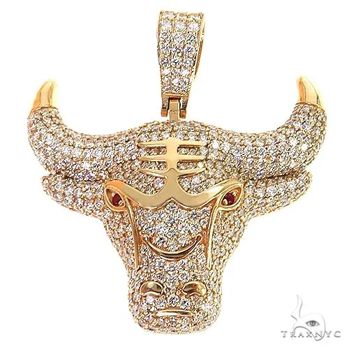RINA - For Him CUSTOM CVD Custom Made Diamond Bull Pendant 68668 in Rose Gold – Pendant