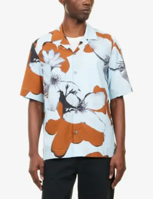 PAUL SMITH Flower Printed Short-Sleeve Cotton-Blend Shirt detail 3