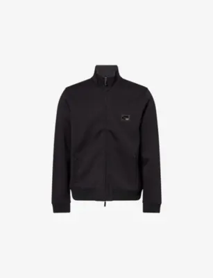 EMPORIO ARMANI Logo-Embossed Zip-Through Jersey Sweatshirt