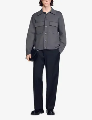 SANDRO Milano Chest-Pocket Knitted Jacket detail 2