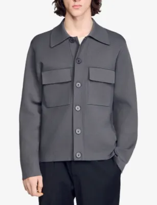 SANDRO Milano Chest-Pocket Knitted Jacket detail 3