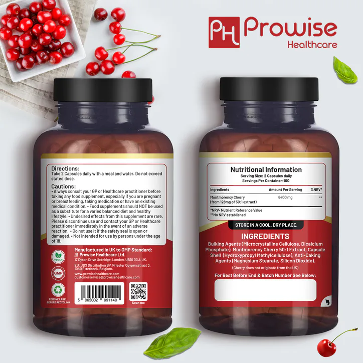 Prowise Healthcare Montmorency Cherry 6400mg - 200 Tart Cherry Capsules detail 2