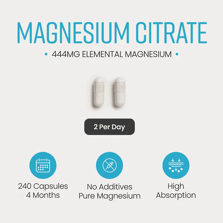 VitaBright Magnesium Citrate - 1480mg per Serving - 444mg Elemental Magnesium - 180 Capsules, additional product view 3