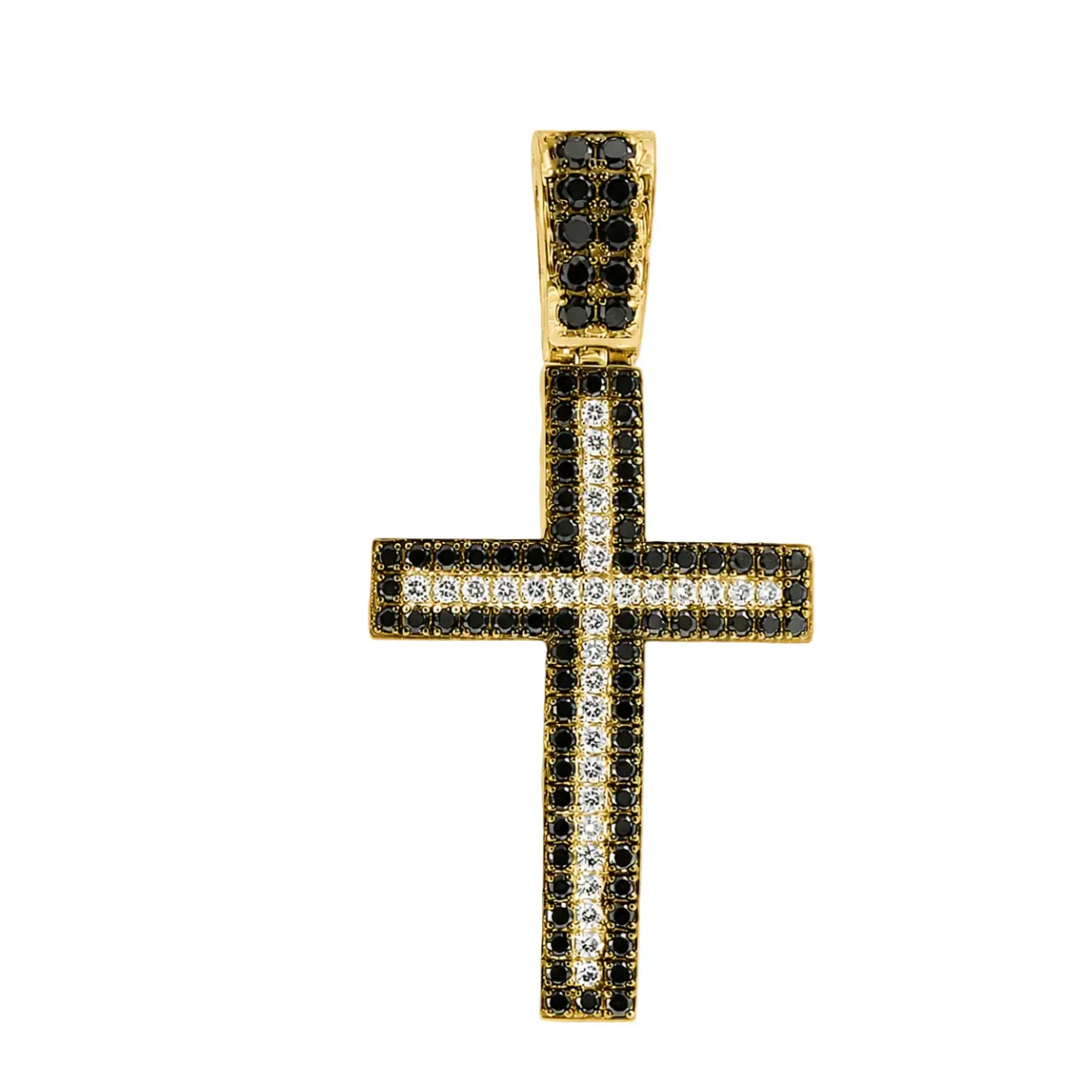 RINA - For Him FACTORY Black and White Diamond Cross Crucifix 26331 in Rose Gold – Pendant