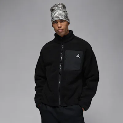 Jordan Flight Men's High-Pile Shearling Jacket - Black/White