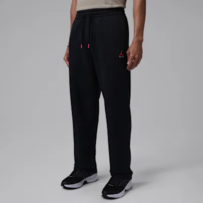 Jordan Brooklyn Men's Statement Fleece Open-Hem Trousers - Black/Black/University Red