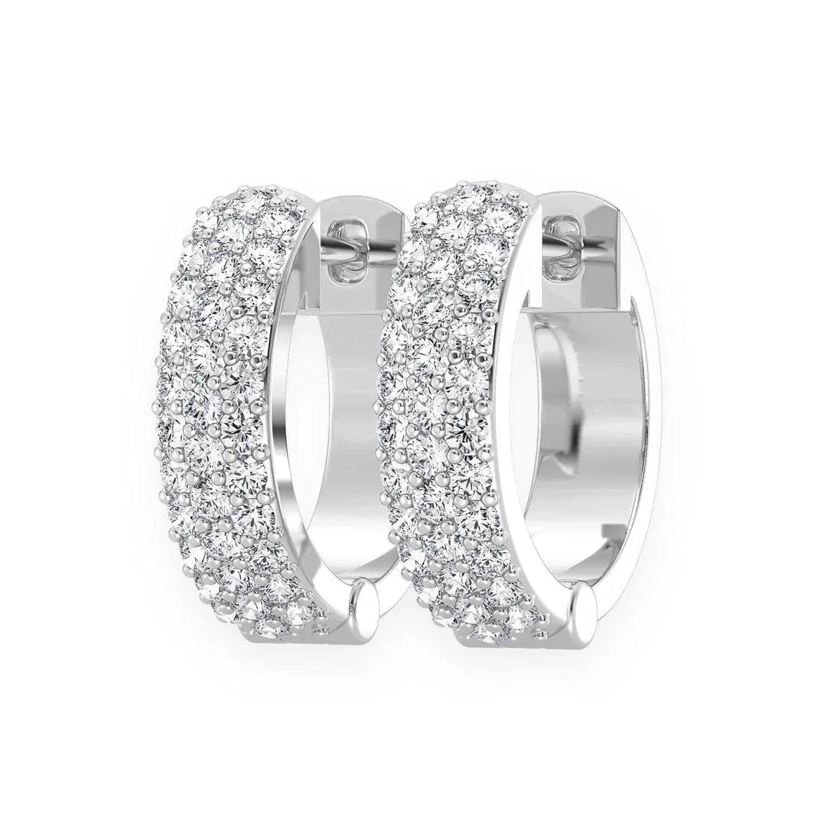 For Him Bubble Row Diamond Huggies in 0.33ctw / White Gold / Natural Diamond – Earring
