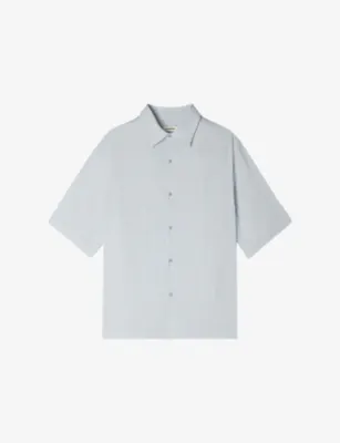 SANDRO Pleated Shark-Collar Woven Shirt - SKY BLUE detail 2