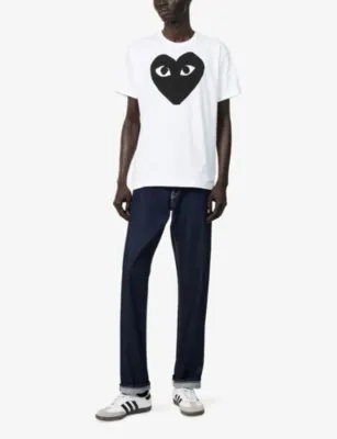 COMME DES GARCONS PLAY Heart logo t-shirt in WHITE, additional product view 2