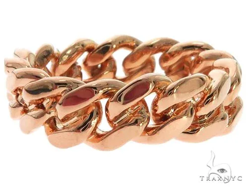 RINA - For Him FACTORY 14K Rose Gold Miami Cuban Link Ring 63187 in Rose Gold / 8.5 – Ring
