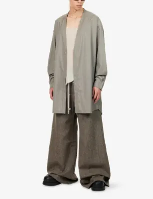 RICK OWENS Concordian Longline Wool Shirt detail 2