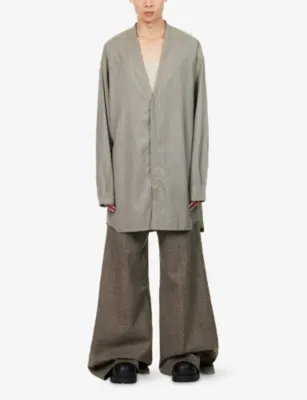 RICK OWENS Concordian Longline Wool Shirt detail 3
