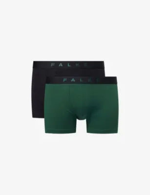 FALKE Daily Comfort Pack of Two Stretch-Cotton Boxer Briefs - Black_blue detail 2